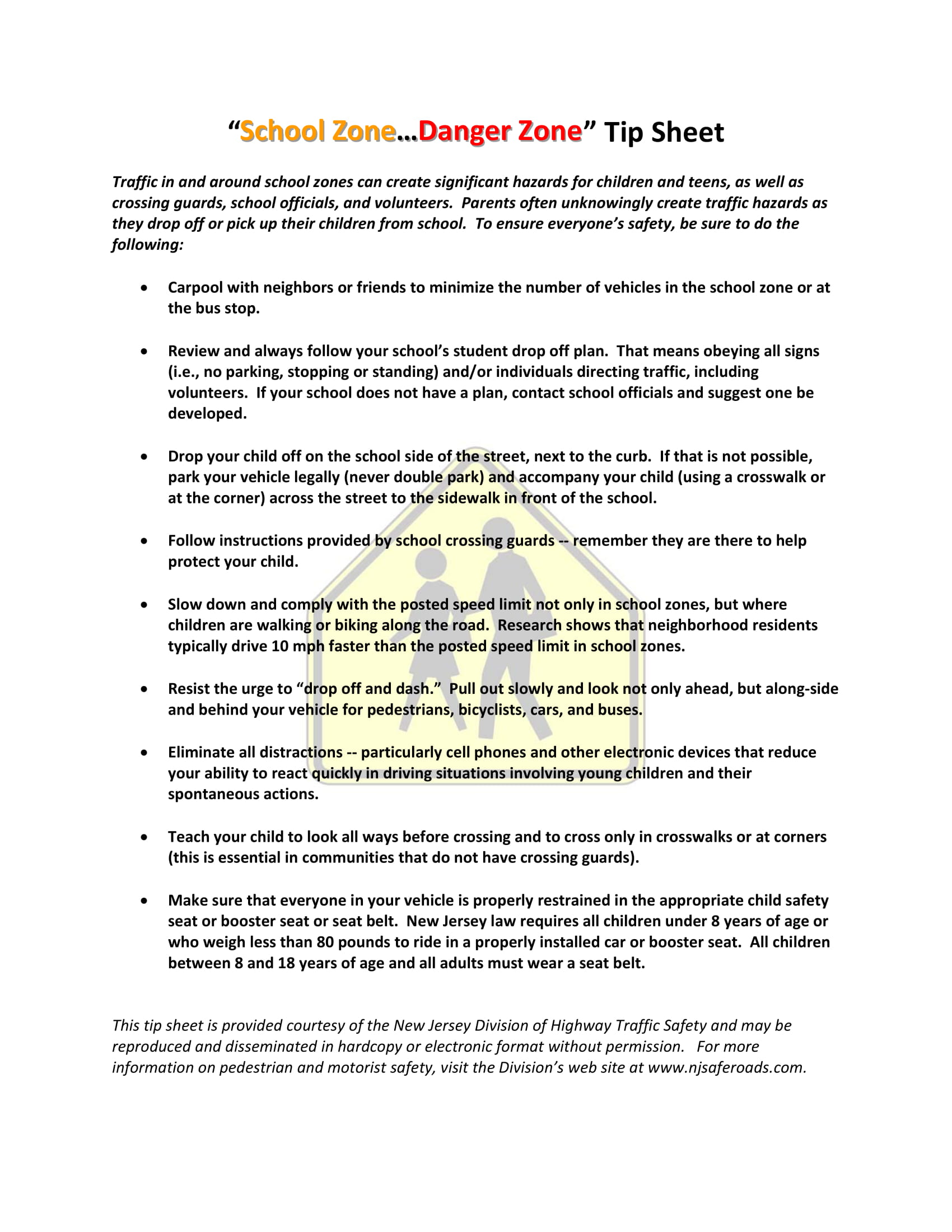 Fact Sheet-School Zone Danger Zone