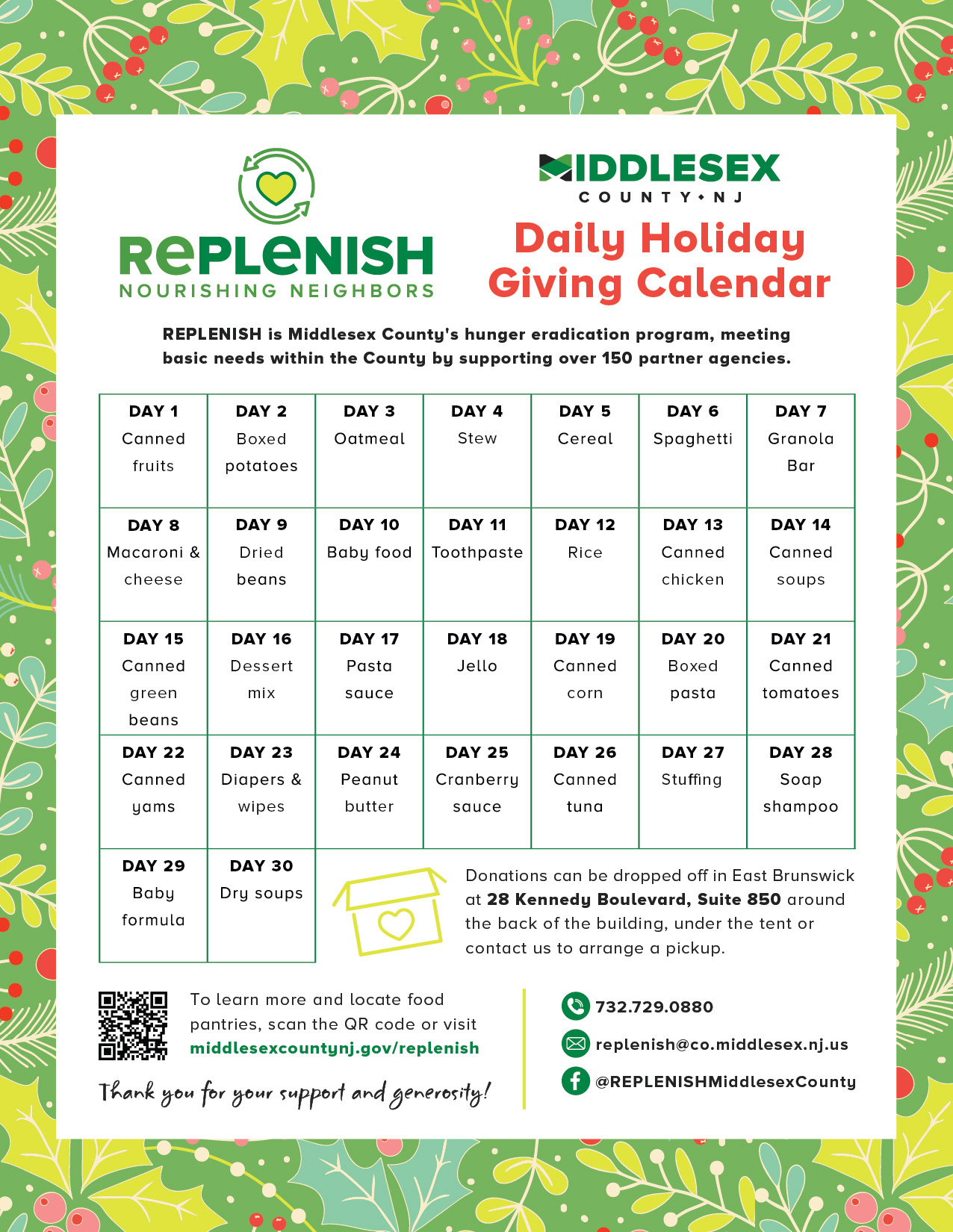 Replenish Holiday Calendar 2021