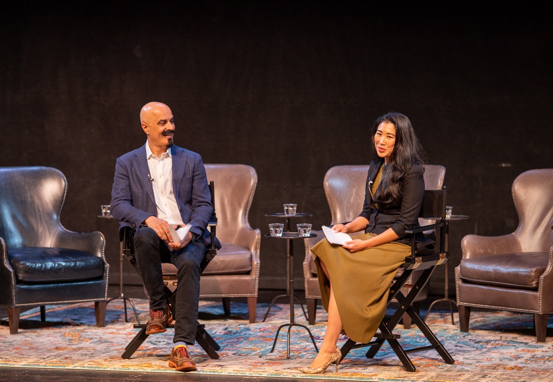 Rashaad and Michelle Bajwa speaking