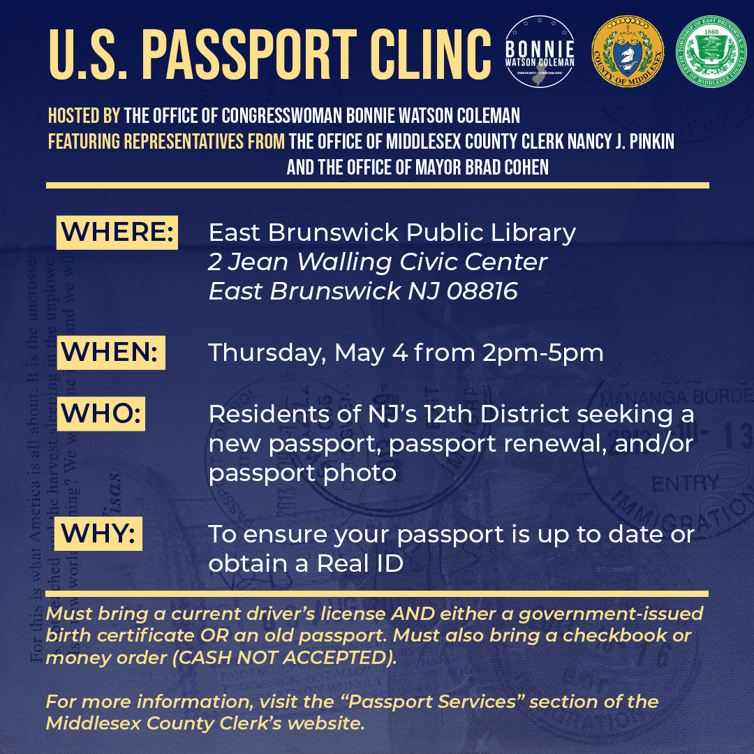 BWC  Middlesex County Clerk Office US Passport clinic 5.4.23